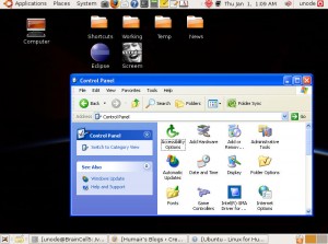 Windows Control Panel on top of Linux desktop