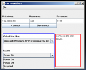 VMware ESX Client Program created with the VI Java API