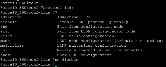 Link Layer Discovery Protocol (LLDP) on Force10 S60