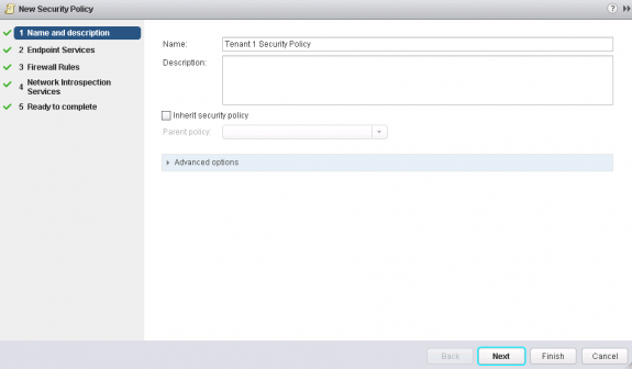 NSX Service Composer: Naming a new security policy