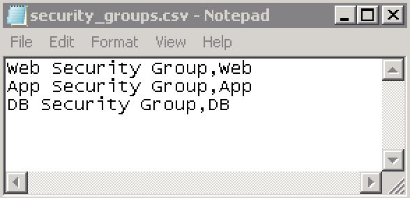 Data in CSV File used to Automatically Create Security Groups with Inclusion Criteria