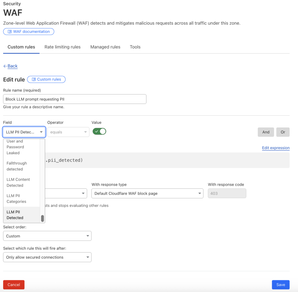 Cloudflare Firewall for AI
