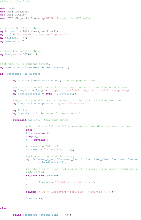 Perl Screen Scraping Code