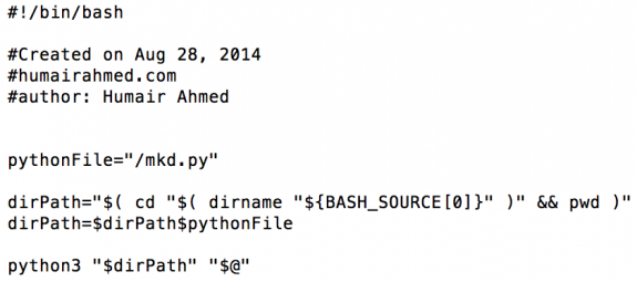 BASH shell 'mkd' script code