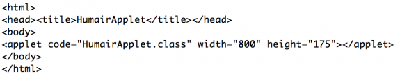 HTML Code Utilizing HumairApplet.class