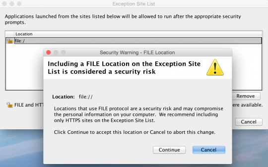 Mac OS X Java Security Warning