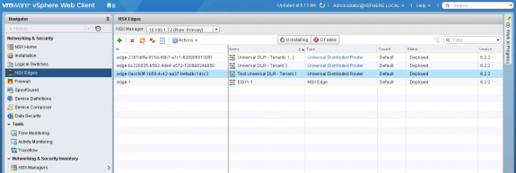 Test Universal DLR Created in NSX for SRM Recovery Plan Testing
