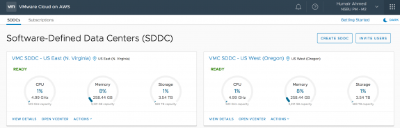 VMC on AWS: Two SDDCs Deployed in Different Regions