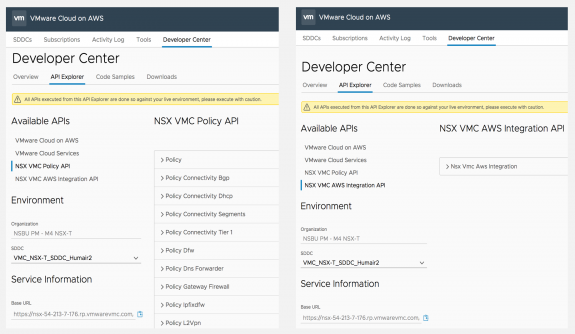 Figure 9: VMware Cloud on AWS SDDC NSX APIs